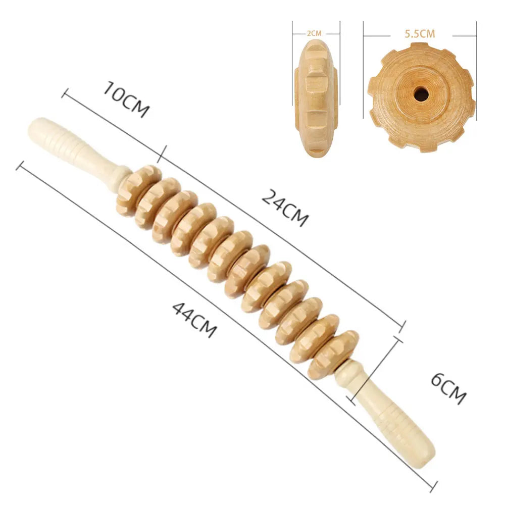 Curved Wooden Massage Roller – Anti-Cellulite Body Shaping & Lymphatic Drainage Tool