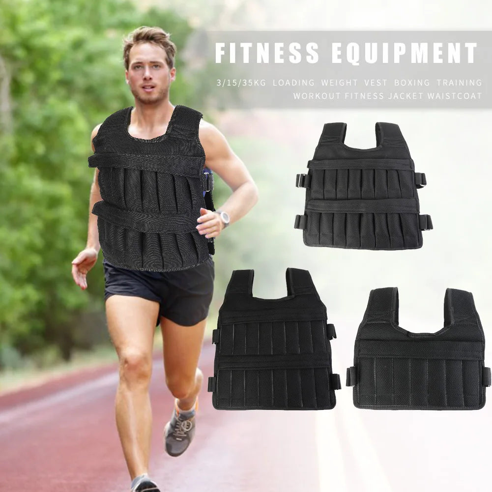 Adjustable Weight Training Vest (3kg–35kg) – Empty Fitness Jacket for Running, Workout & Strength Training