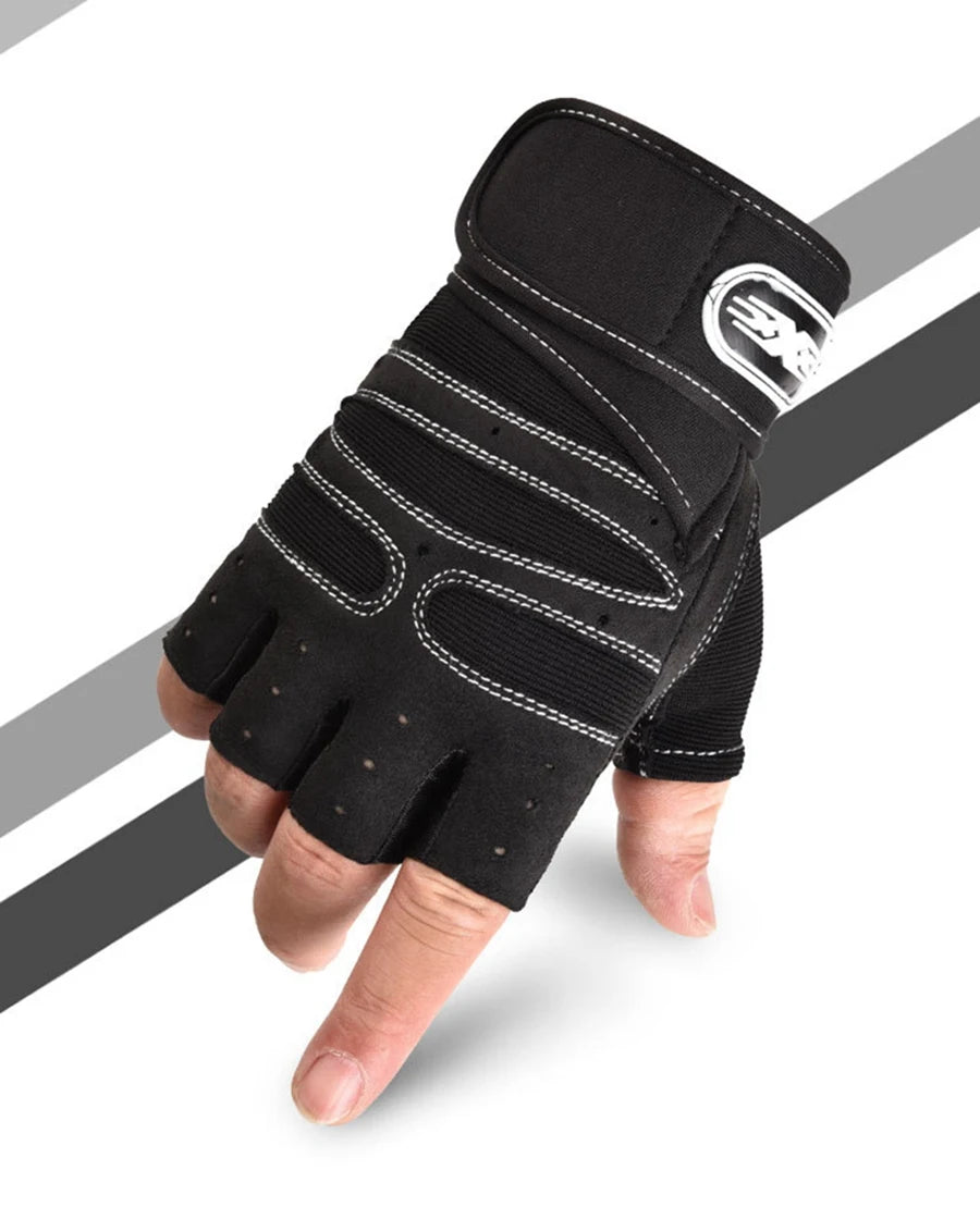 Half Finger Workout Gloves for Men & Women with Wrist Wrap – Gym, Weightlifting, Cycling, Training & Motorcycle Sports