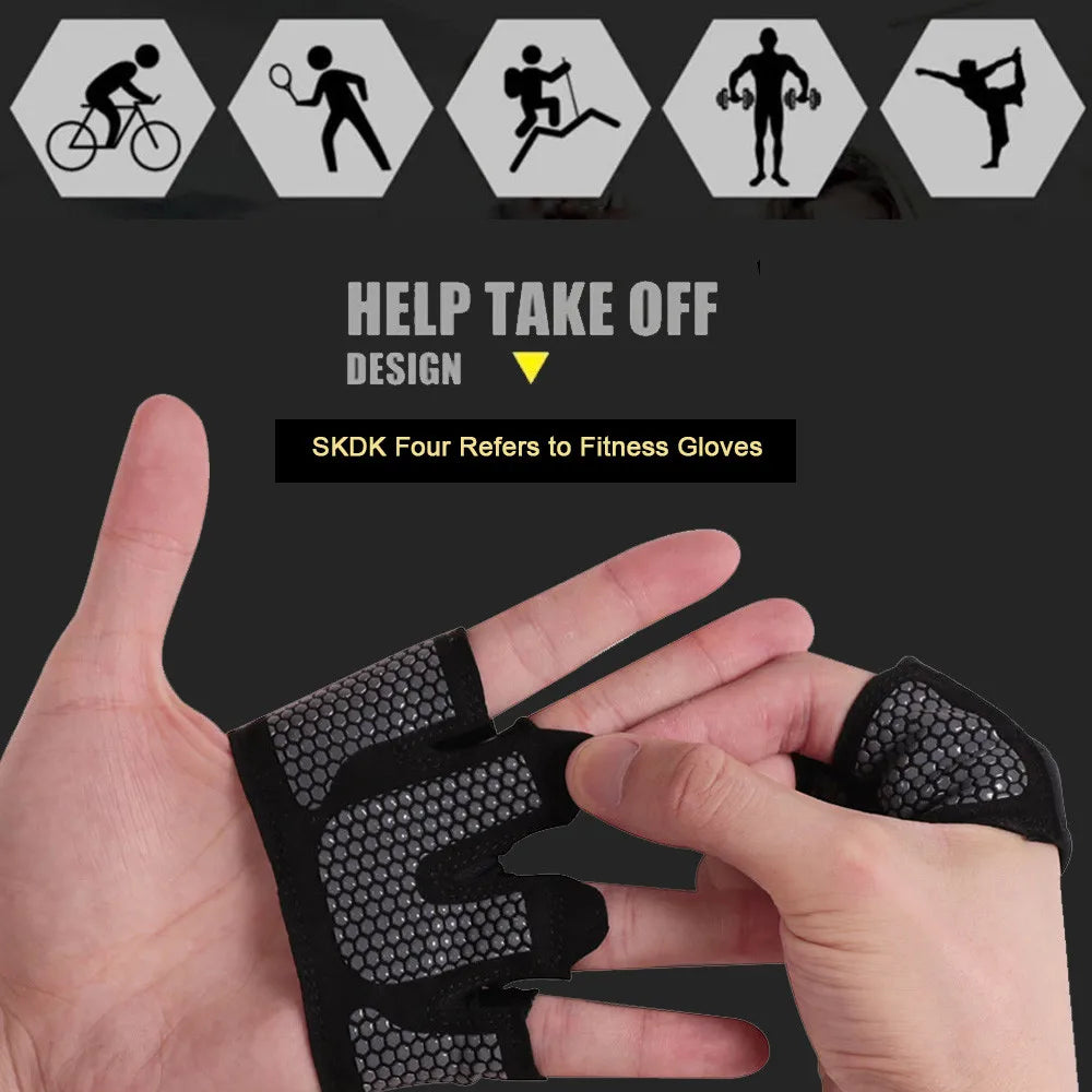 Half Finger Gym Gloves for Men & Women – Anti-Slip Silicone Workout Gloves for Weight Lifting, Pull-Ups & Hand Protection