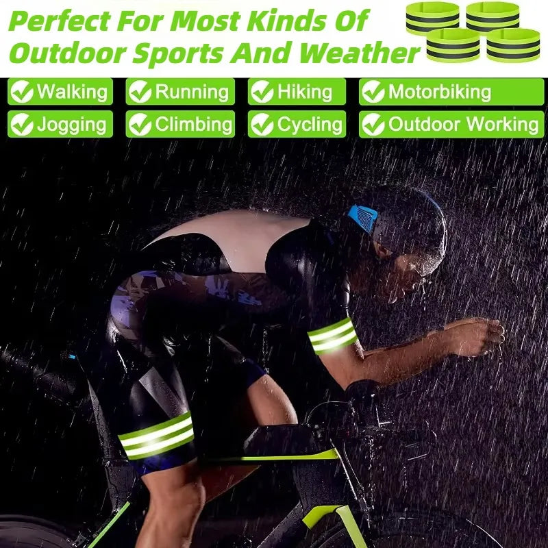 Reflective Safety Bands for Wrist, Arm, Ankle, Leg – High Visibility Straps for Night Running, Walking & Cycling