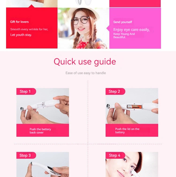 Electric Eye Massager for Fine Lines & Puffiness – Home Beauty Instrument for Eye Care, Anti-Aging, Skin Firming