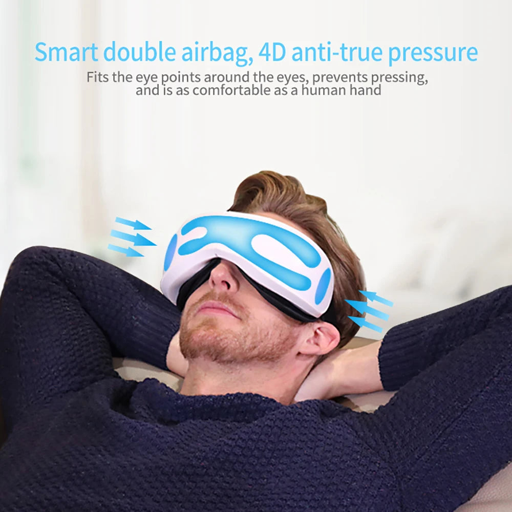 6D Smart Eye Massager – Vibration, Airbag Compression & Bluetooth Music for Fatigue Relief & Eye Relaxation
