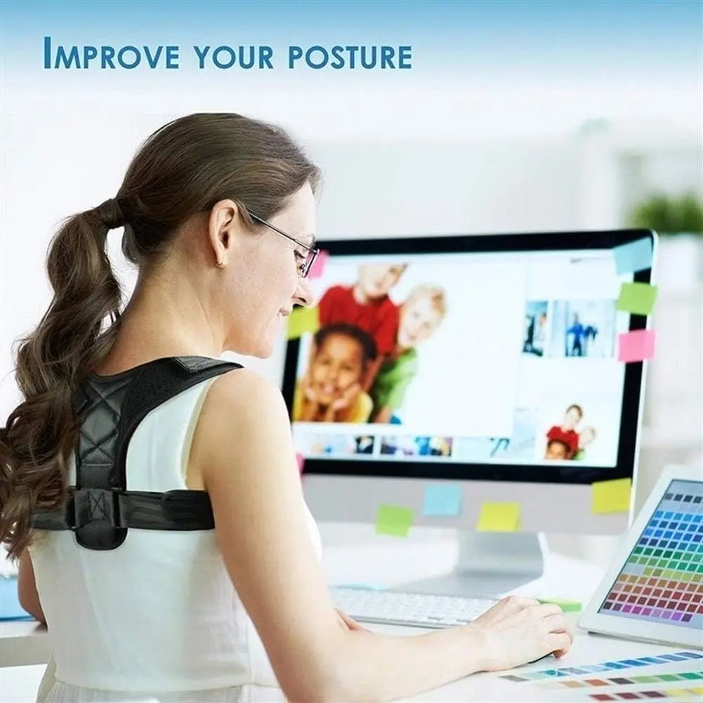 Adjustable Back & Shoulder Posture Corrector – Spine Alignment Brace for Upper Back, Neck & Clavicle Support at Home or Office