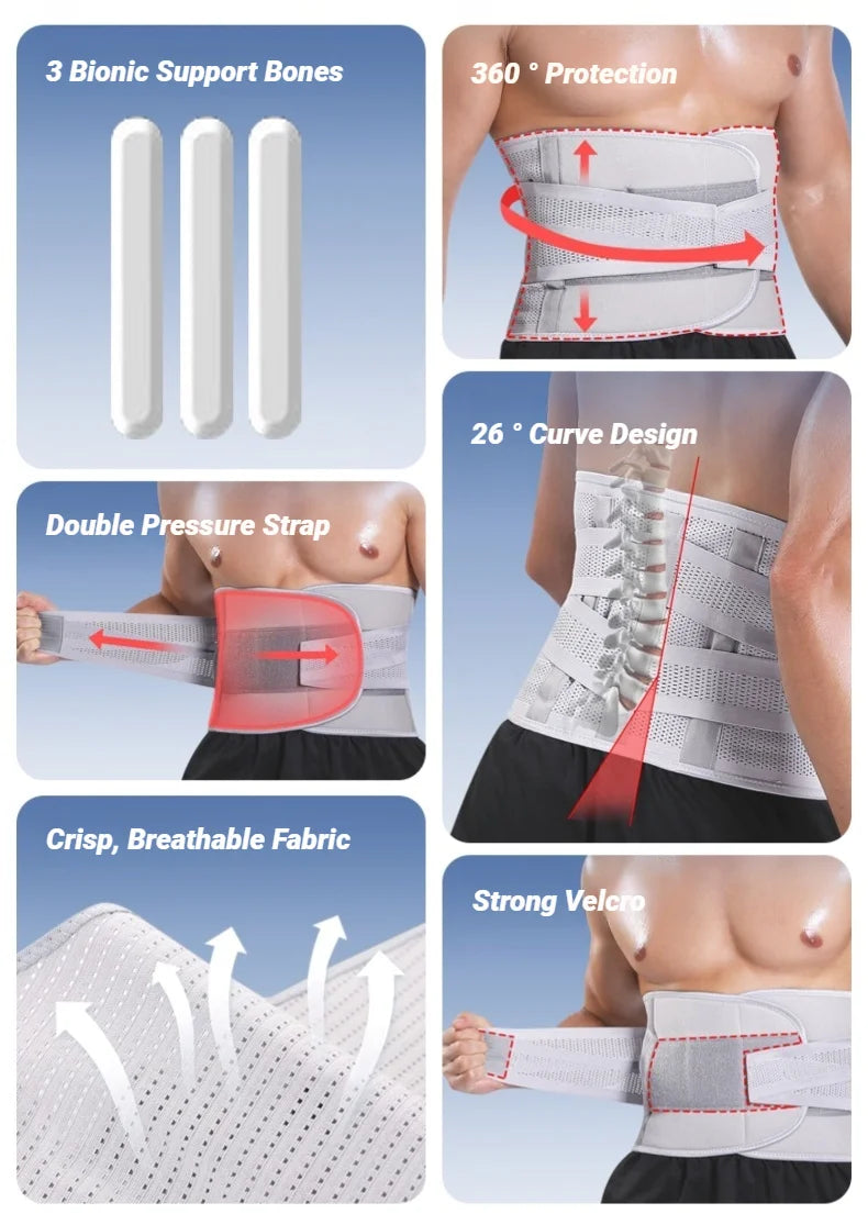 Adjustable Back Support Belt – Lumbar Brace for Lower Back Pain Relief, Spine Support, Fitness Waist Trainer for Men & Women