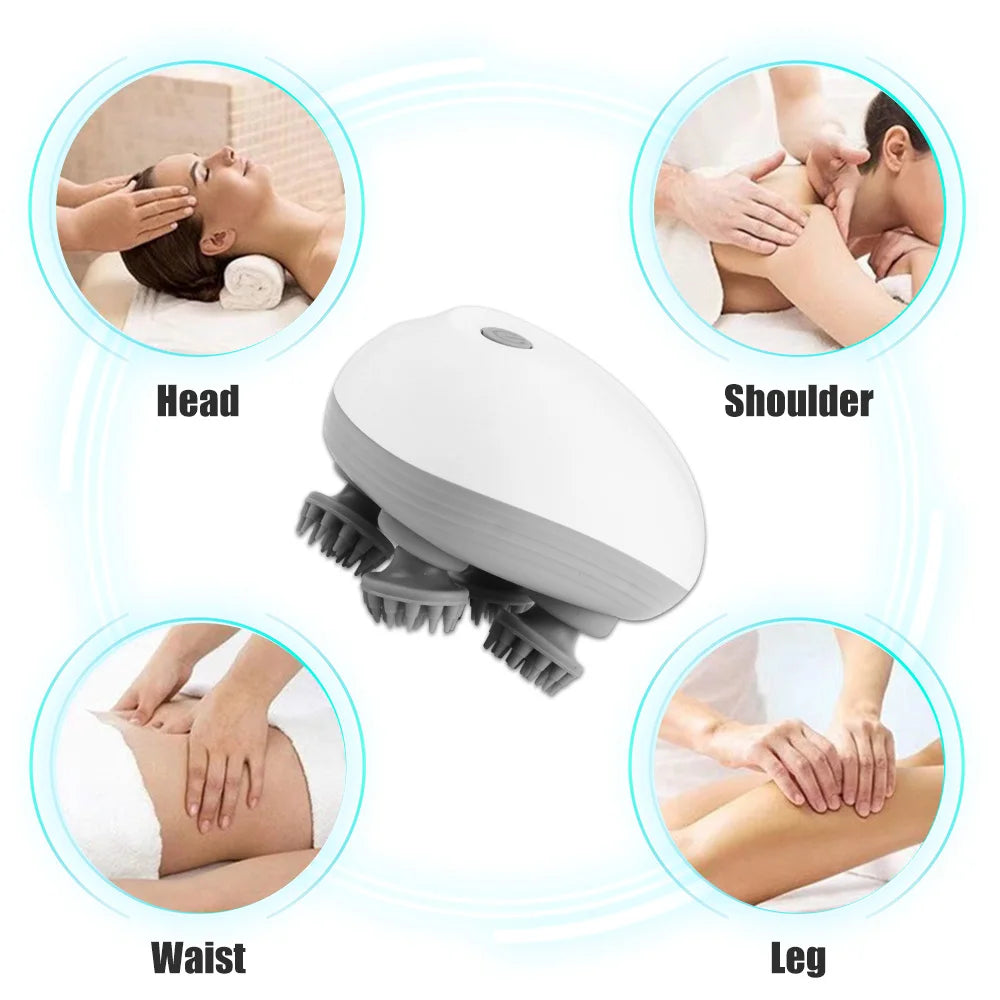 Electric Scalp Massager – 4 Kneading Heads for Hair Growth, Deep Tissue Relief & Relaxation
