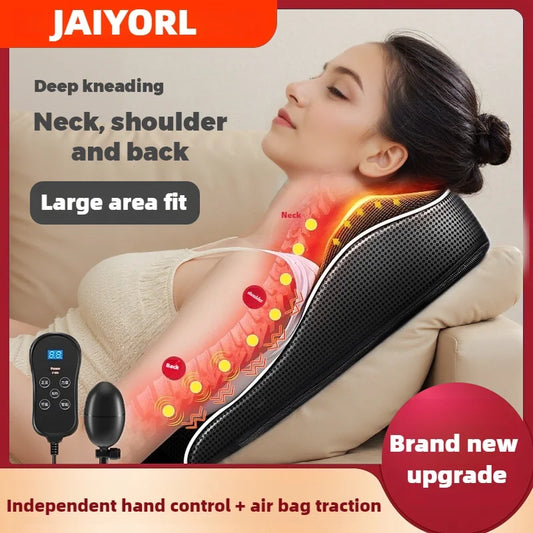 Electric Shiatsu Neck & Back Massager Pillow – Heated Vibrating Cervical Traction for Car, Office & Home