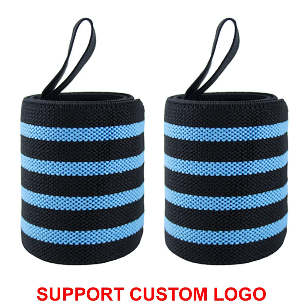 Wrist Support Wraps – 1 Pair Extra Strength Weight Lifting Brace Straps for Gym & Fitness Training with Custom Logo Option