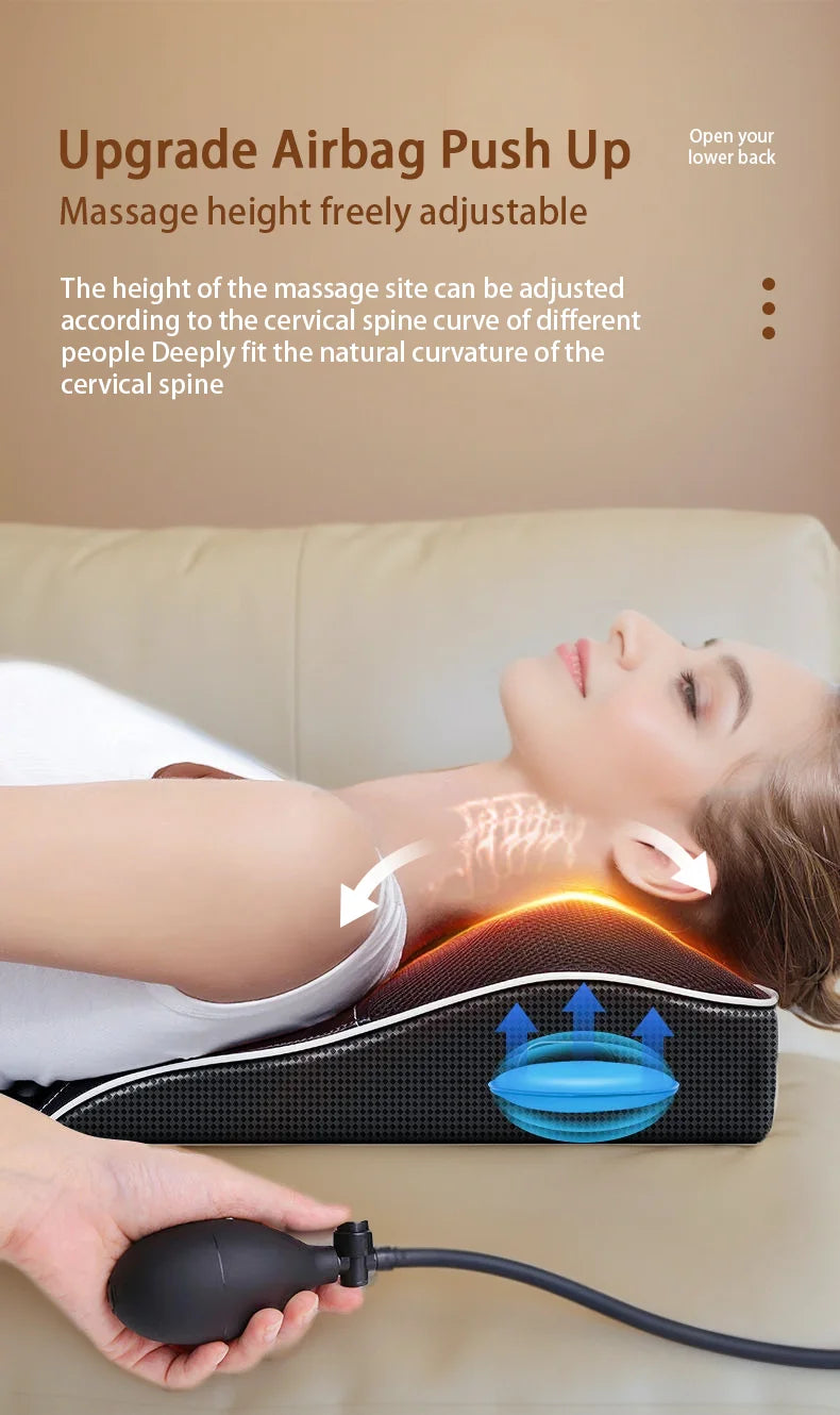 Electric Shiatsu Neck & Back Massager Pillow – Heated Vibrating Cervical Traction for Car, Office & Home