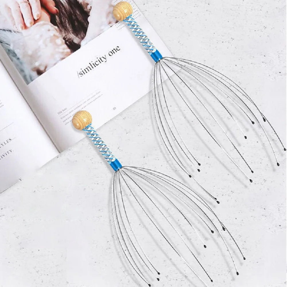 Octopus Head Massager – Stainless Steel Scalp Scratcher & Brain Relaxer for Stress Relief, Random Color