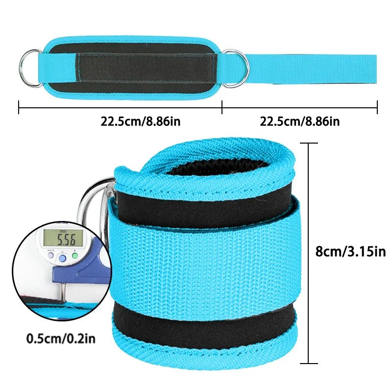 Padded Ankle Strap for Cable Machines – Double D-Ring Cuff for Gym Leg Workouts, Glute Kickbacks, Extensions