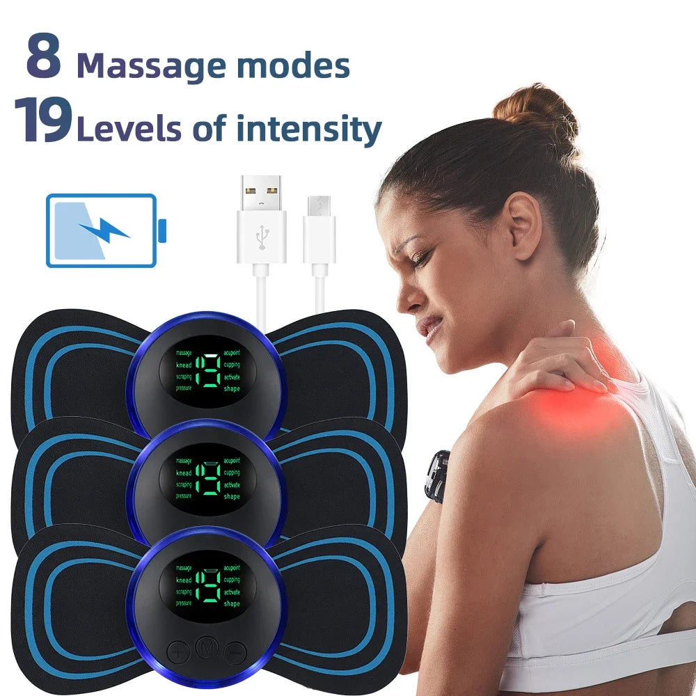 Electric EMS Neck Massager – Low Frequency Stimulator for Muscle Pain Relief, Back, Cervical, Calf, and Joint Therapy