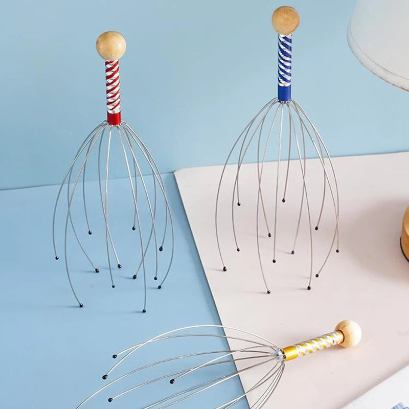 Octopus Head Massager – Stainless Steel Scalp Scratcher & Brain Relaxer for Stress Relief, Random Color