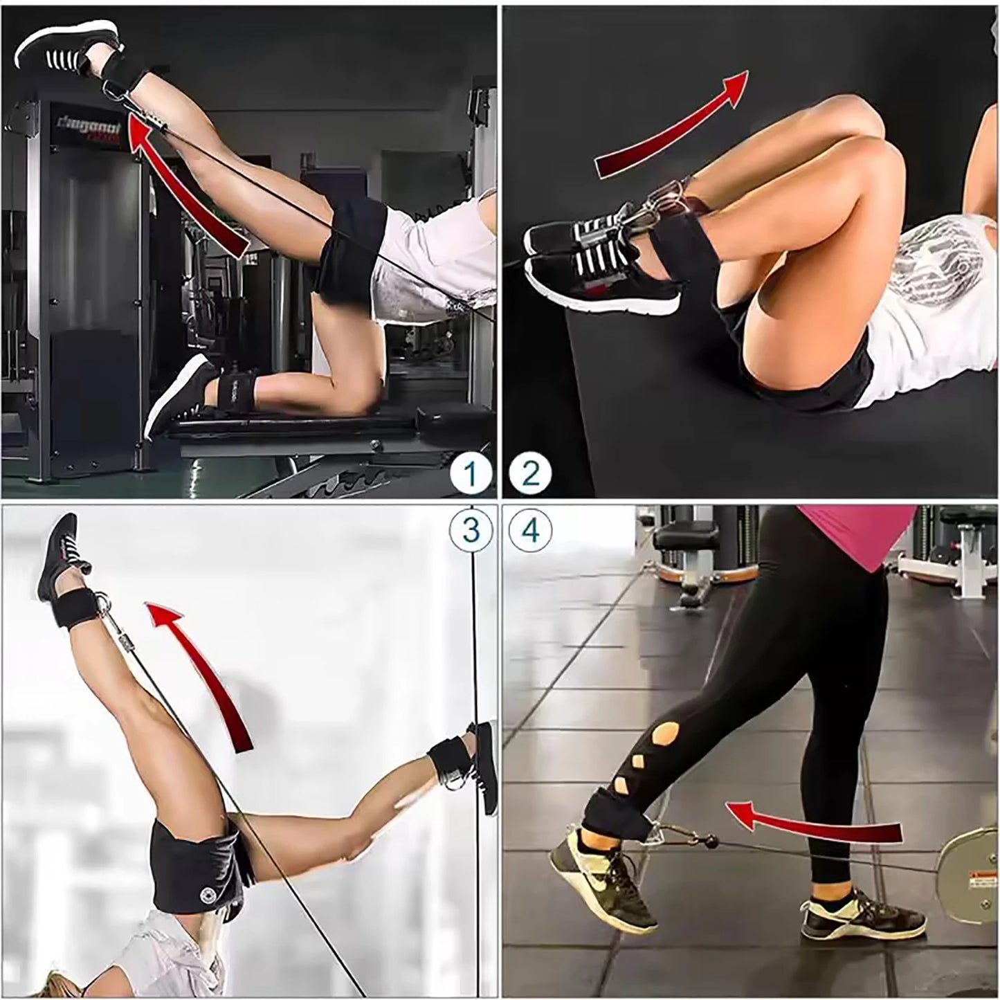 Padded Ankle Strap for Cable Machines – Double D-Ring Cuff for Gym Leg Workouts, Glute Kickbacks, Extensions
