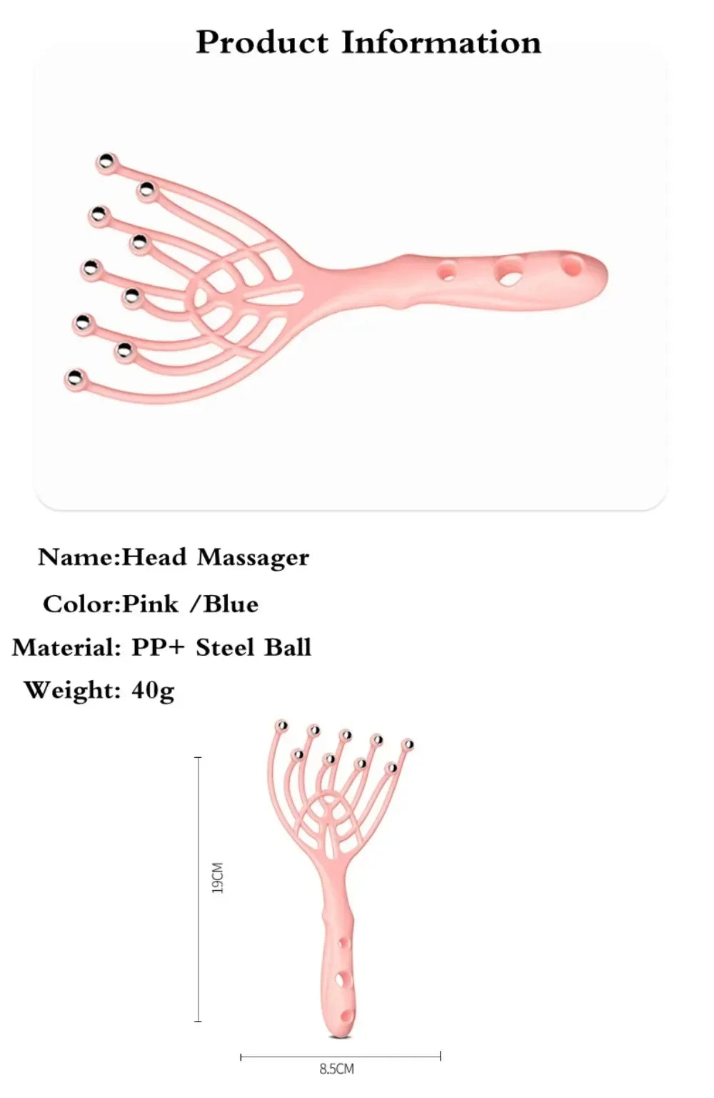Steel Ball Head Scalp Massager – Handheld 9-Claw Roller Comb for Stress Relief, Relaxation & Hair Care