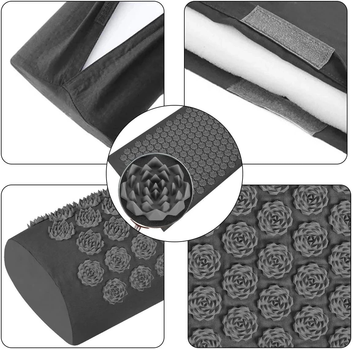 Acupressure Yoga Mat & Pillow Set – Kuznetsov Applicator Spiked Cushion for Back, Foot & Full Body Massage Relief