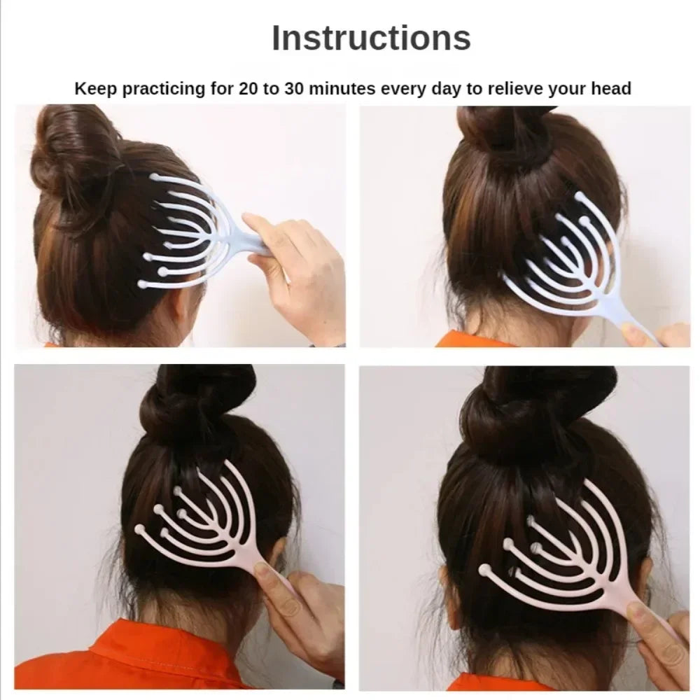 Steel Ball Head Scalp Massager – Handheld 9-Claw Roller Comb for Stress Relief, Relaxation & Hair Care