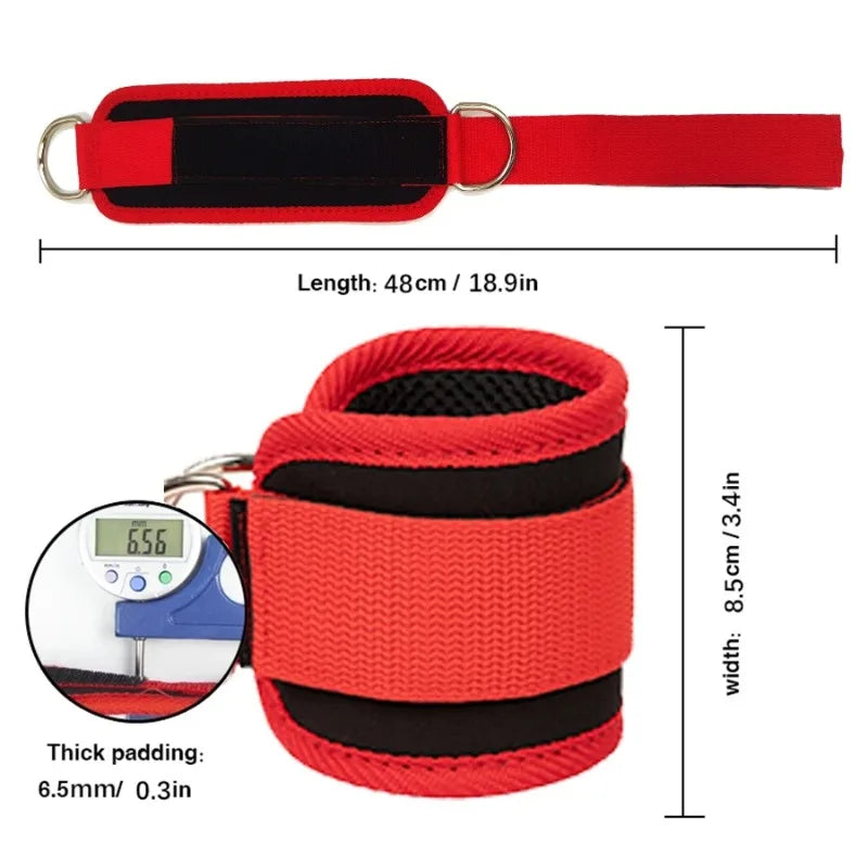 Adjustable Fitness Ankle Straps with D-Ring – Gym Leg Workout Cuffs for Cable Machines, Abductor & Glute Training