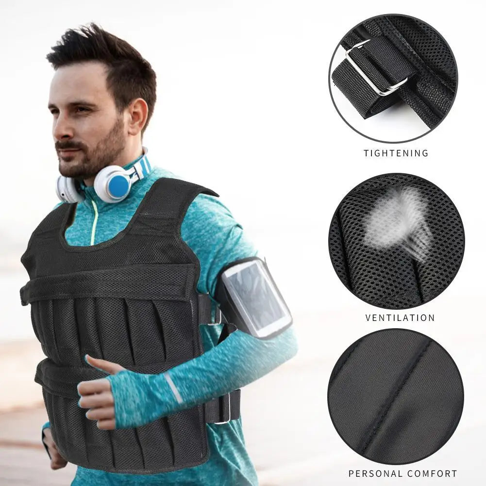 Adjustable Weight Training Vest (3kg–35kg) – Empty Fitness Jacket for Running, Workout & Strength Training