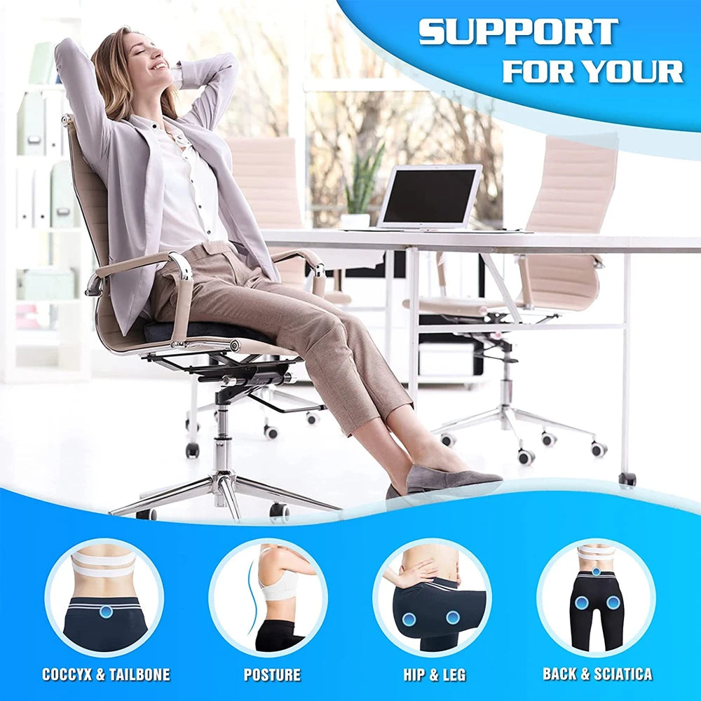 Coccyx Memory Foam Seat Cushion – Orthopedic U-Shaped Pillow for Travel, Office, Car & Hip Support