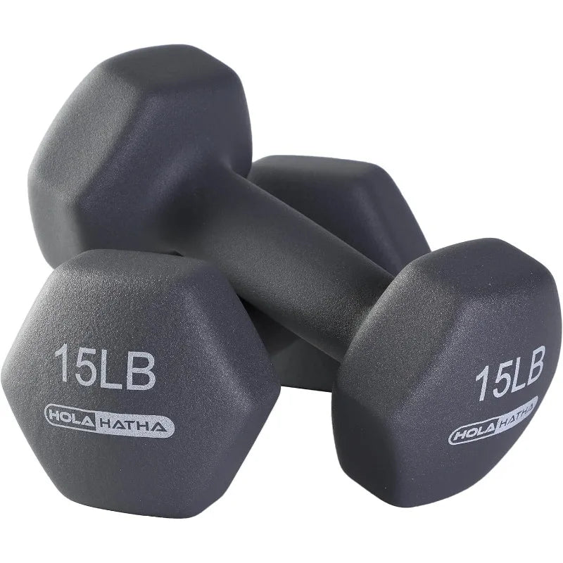 HolaHatha Neoprene Dumbbell Set with Rack – Hand Weights for Home Workout, Toning & Muscle Definition