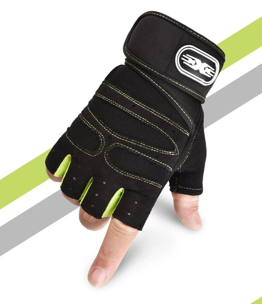 Half Finger Workout Gloves for Men & Women with Wrist Wrap – Gym, Weightlifting, Cycling, Training & Motorcycle Sports