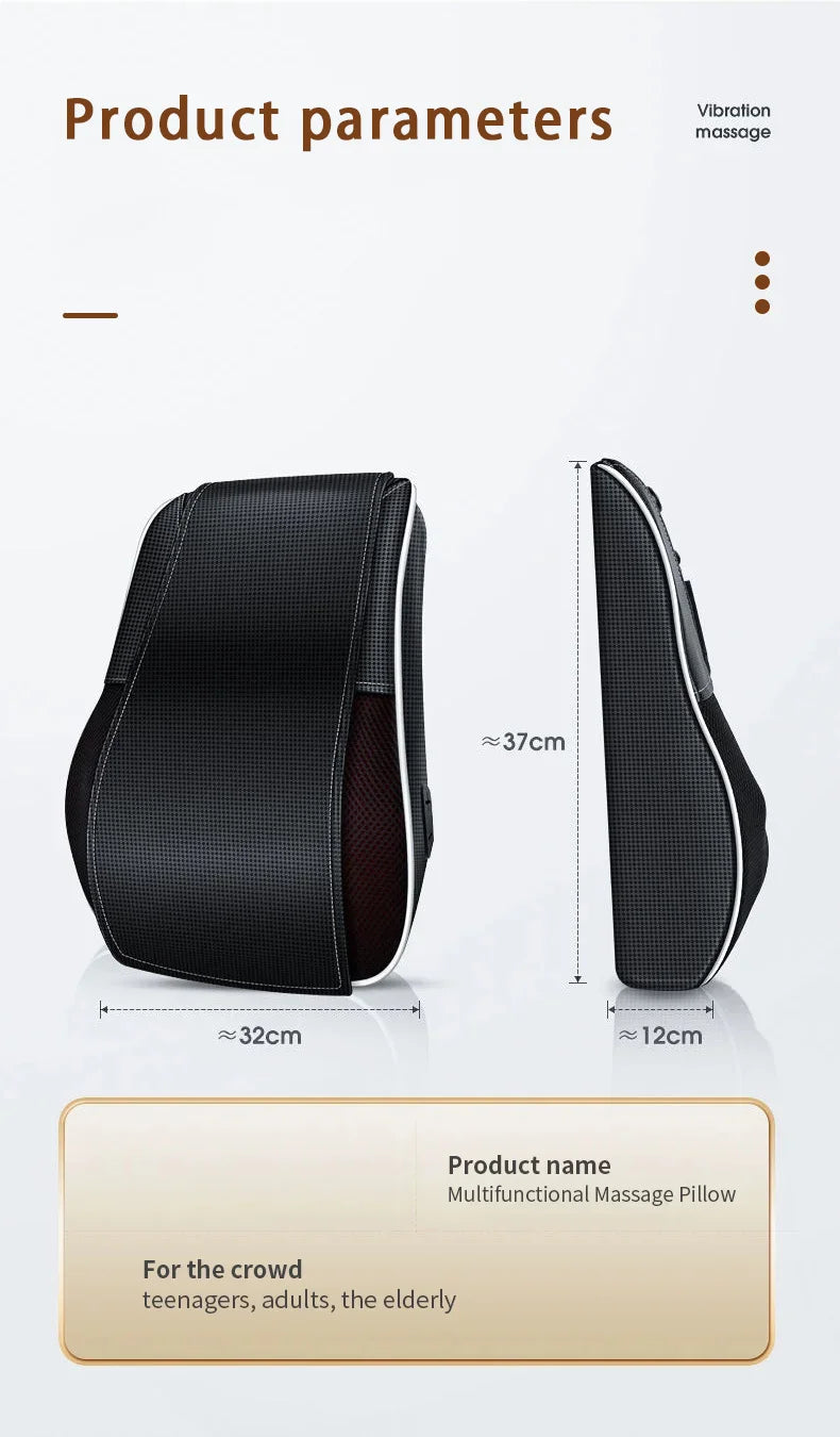 Electric Shiatsu Neck & Back Massager Pillow – Heated Vibrating Cervical Traction for Car, Office & Home