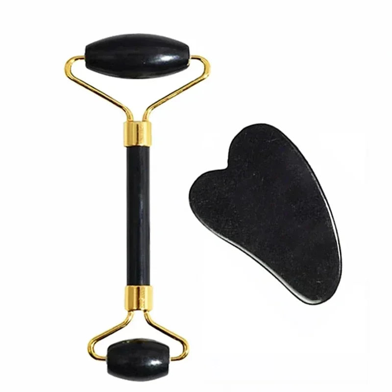 Natural Jade Roller & Gua Sha Set – Face, Neck & Eye Massager Tool for Spa, Lifting & Skin Care Therapy
