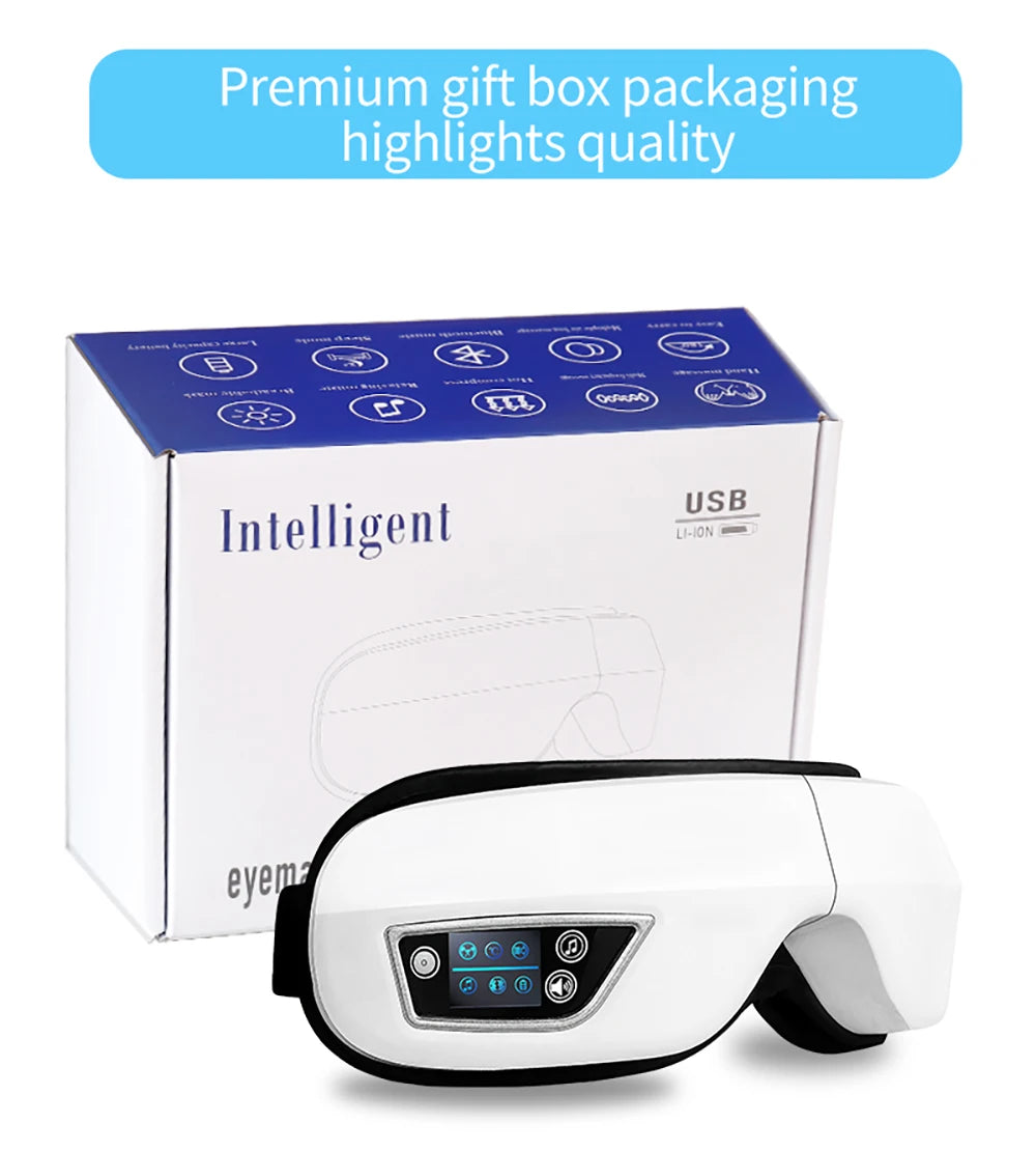 6D Smart Eye Massager – Vibration, Airbag Compression & Bluetooth Music for Fatigue Relief & Eye Relaxation