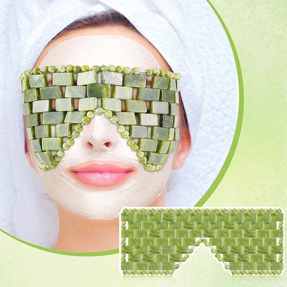 Cooling Jade Eye Mask – Natural Stone Eye Massager for Relaxation, Sleep & Puffy Eye Relief