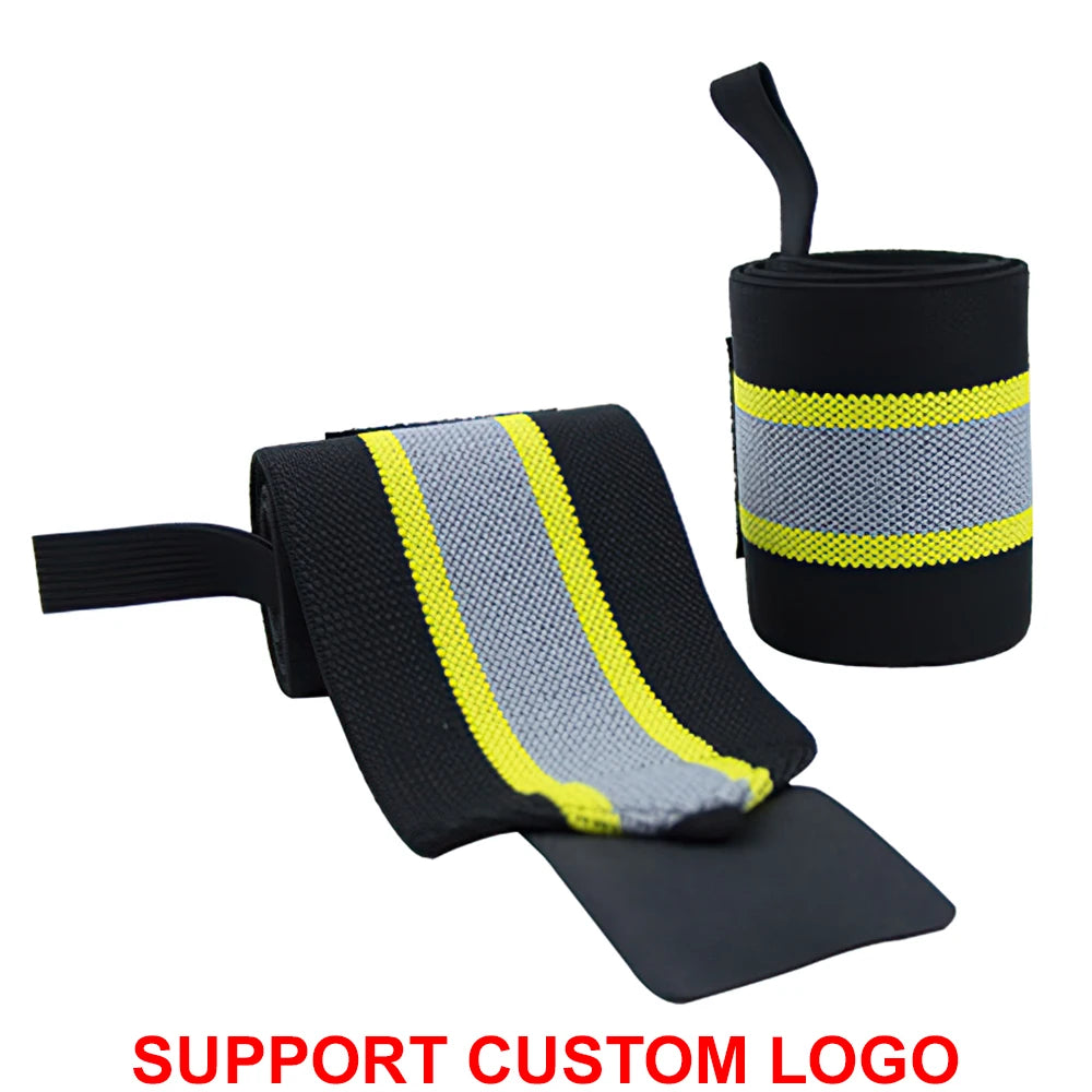 Wrist Support Wraps – 1 Pair Extra Strength Weight Lifting Brace Straps for Gym & Fitness Training with Custom Logo Option