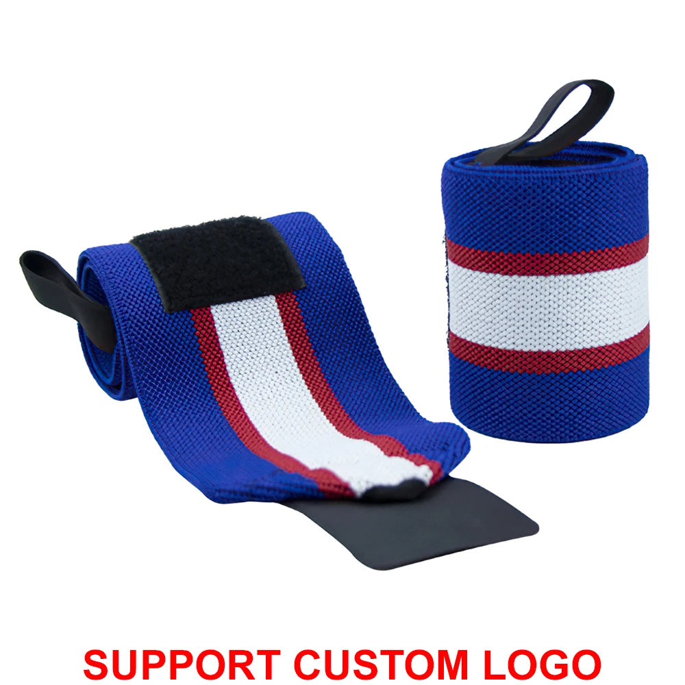 Wrist Support Wraps – 1 Pair Extra Strength Weight Lifting Brace Straps for Gym & Fitness Training with Custom Logo Option