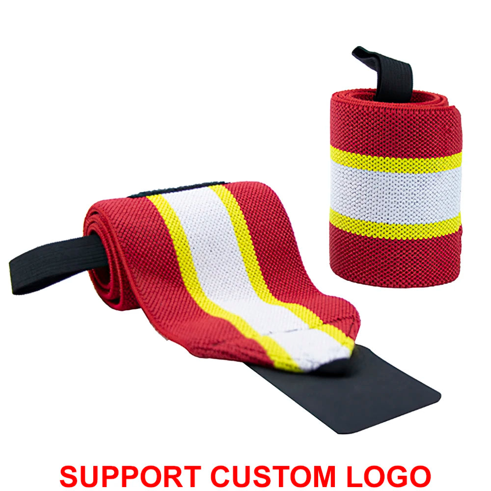 Wrist Support Wraps – 1 Pair Extra Strength Weight Lifting Brace Straps for Gym & Fitness Training with Custom Logo Option