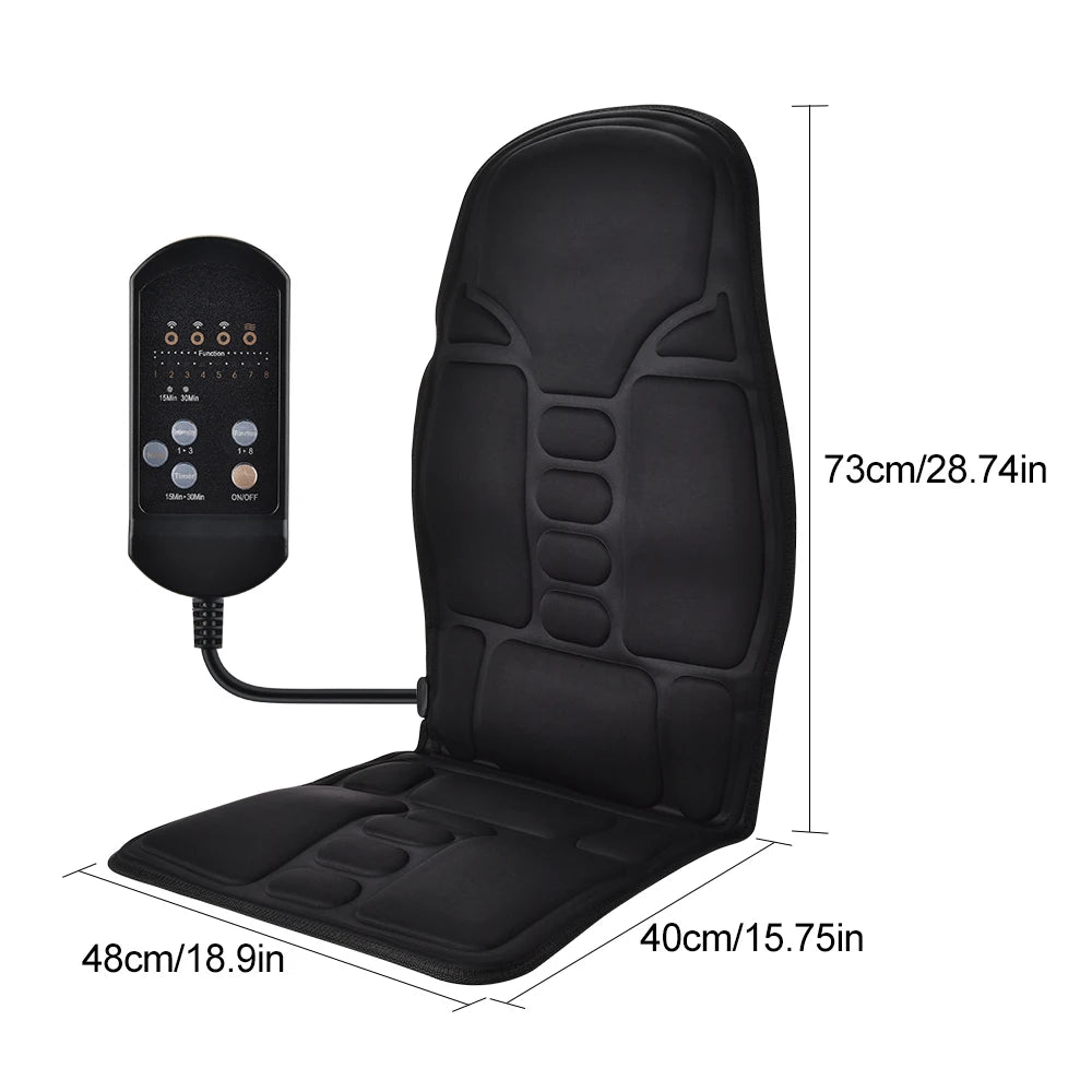 Electric Full-Body Back Massager Chair Cushion – Infrared Heat & Vibration for Car, Home & Office Use