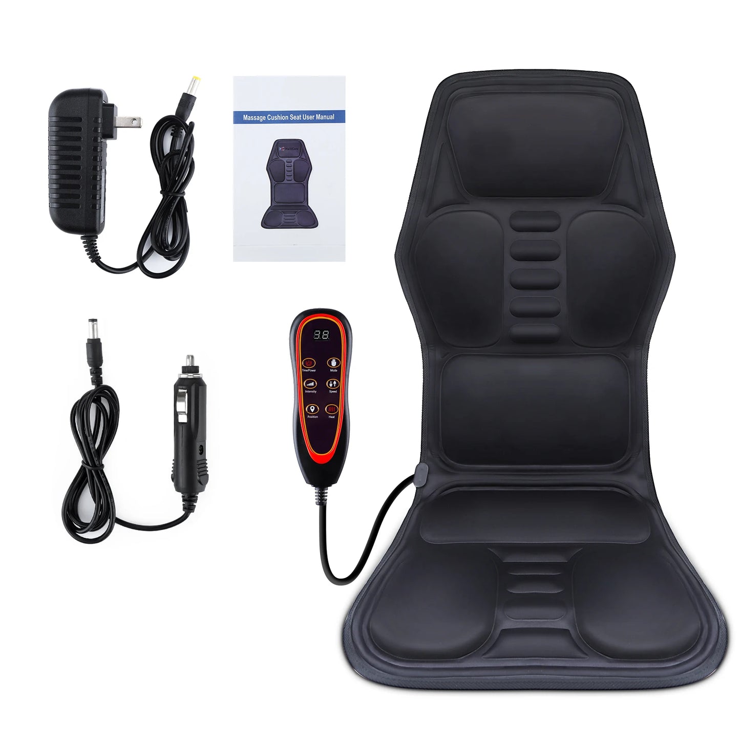 Electric Full-Body Back Massager Chair Cushion – Infrared Heat & Vibration for Car, Home & Office Use