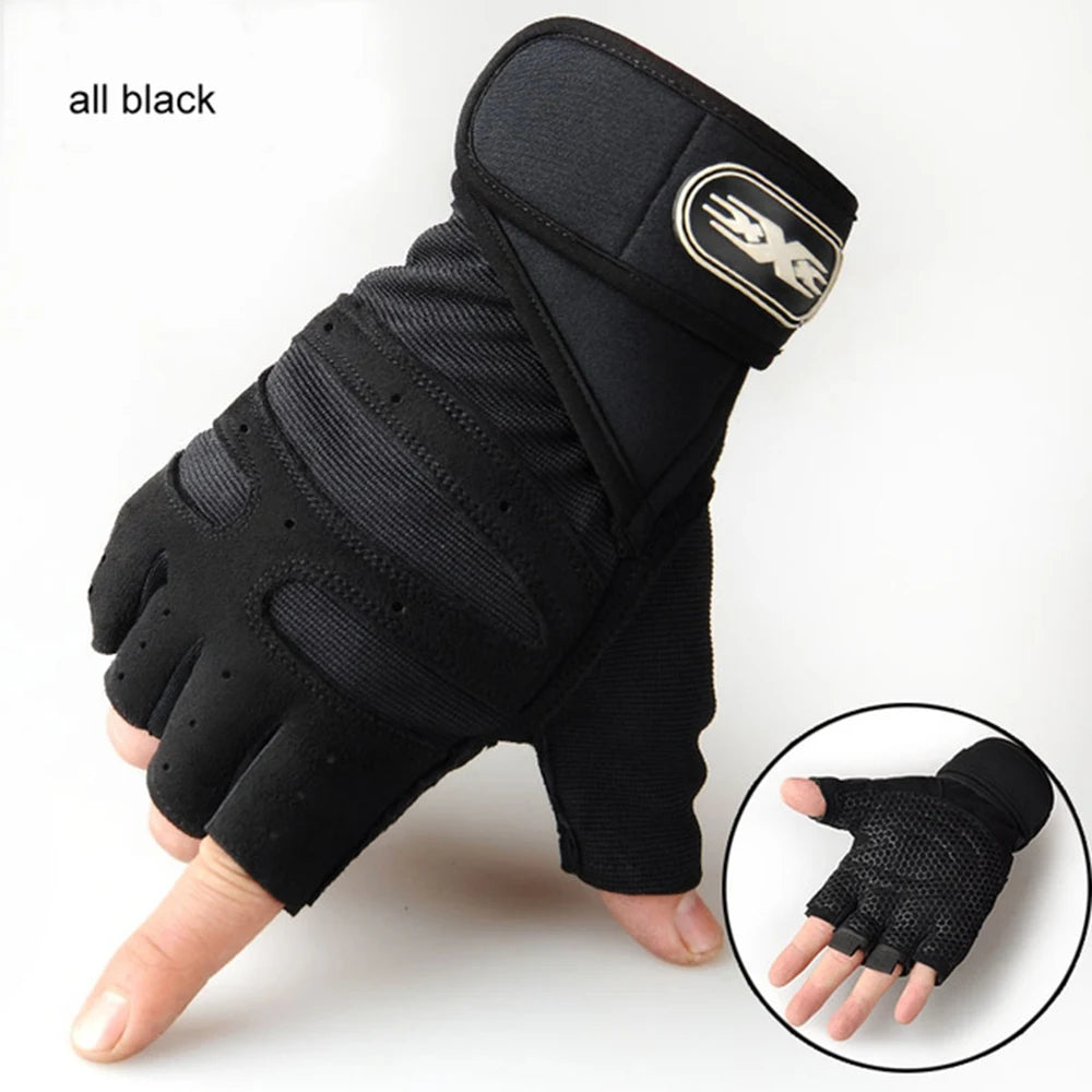Half Finger Workout Gloves for Men & Women with Wrist Wrap – Gym, Weightlifting, Cycling, Training & Motorcycle Sports