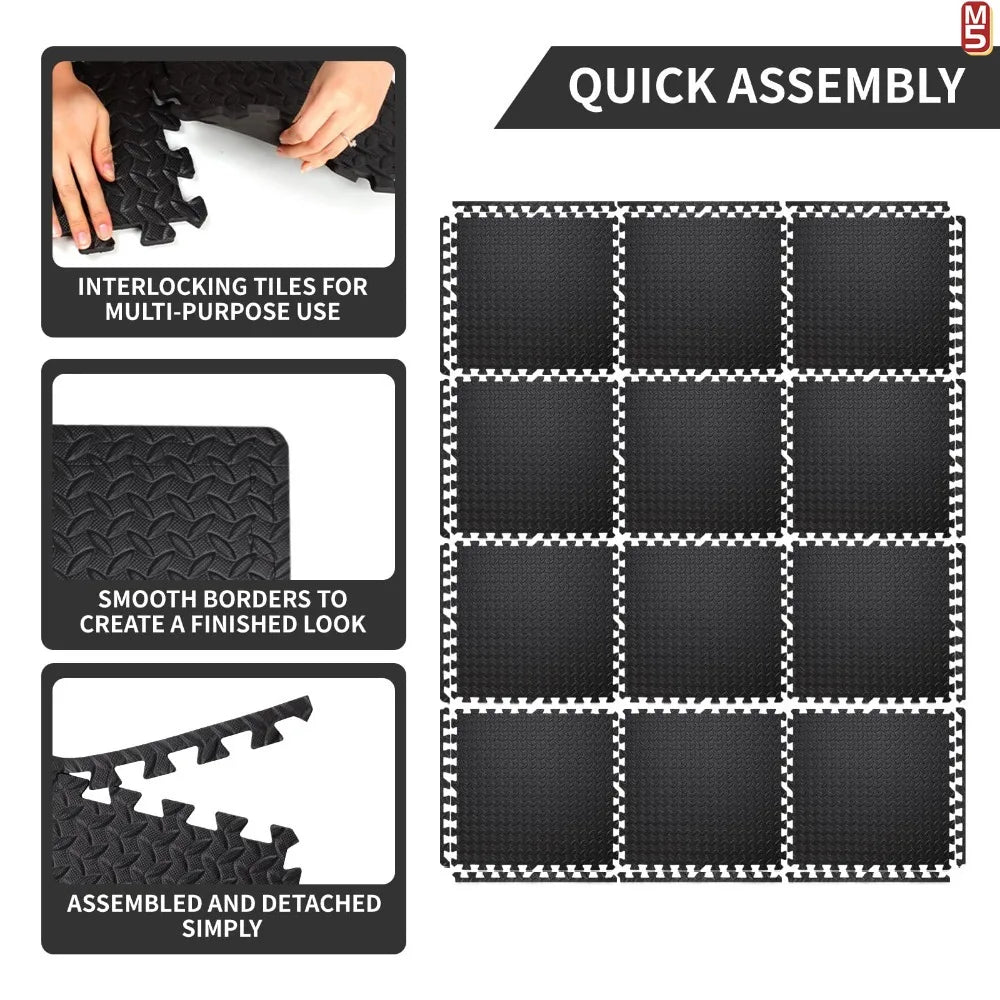 EVA Foam Massage Puzzle Mat – Interlocking Non-Slip Gym Floor Tiles for Home Workout & Acupressure Relief