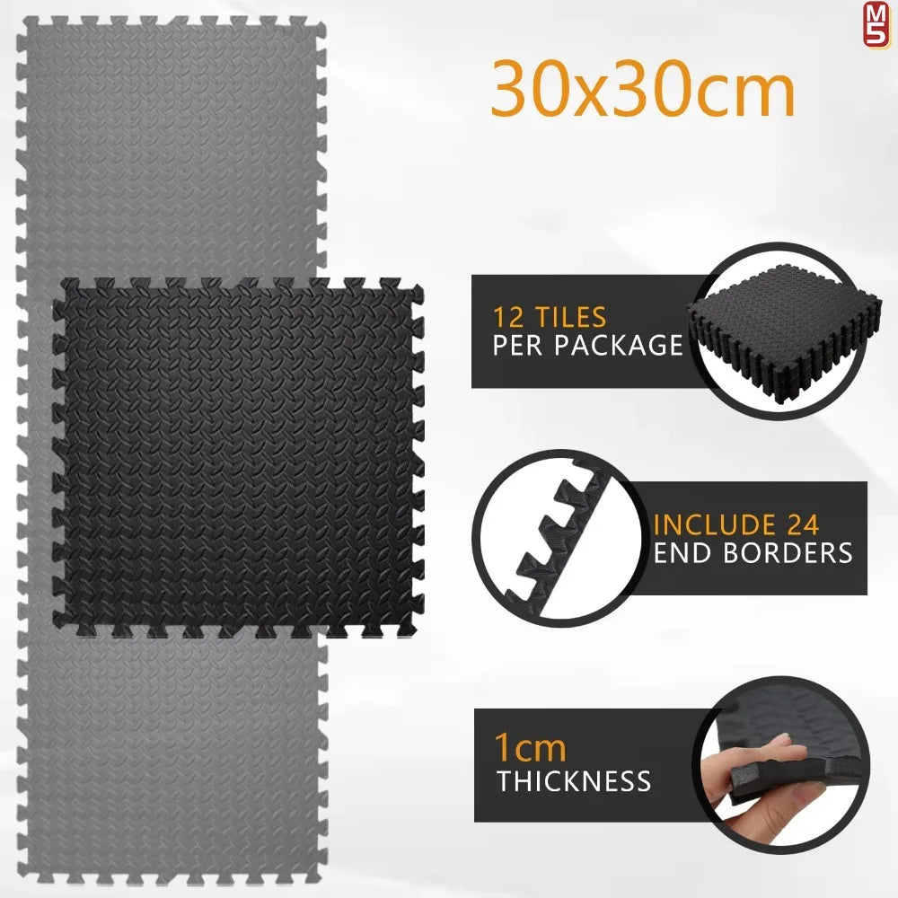 EVA Foam Massage Puzzle Mat – Interlocking Non-Slip Gym Floor Tiles for Home Workout & Acupressure Relief