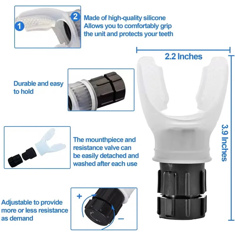 Breathing Exercise Device – Lung Fitness Trainer with Adjustable Resistance for Endurance & Respiratory Strength