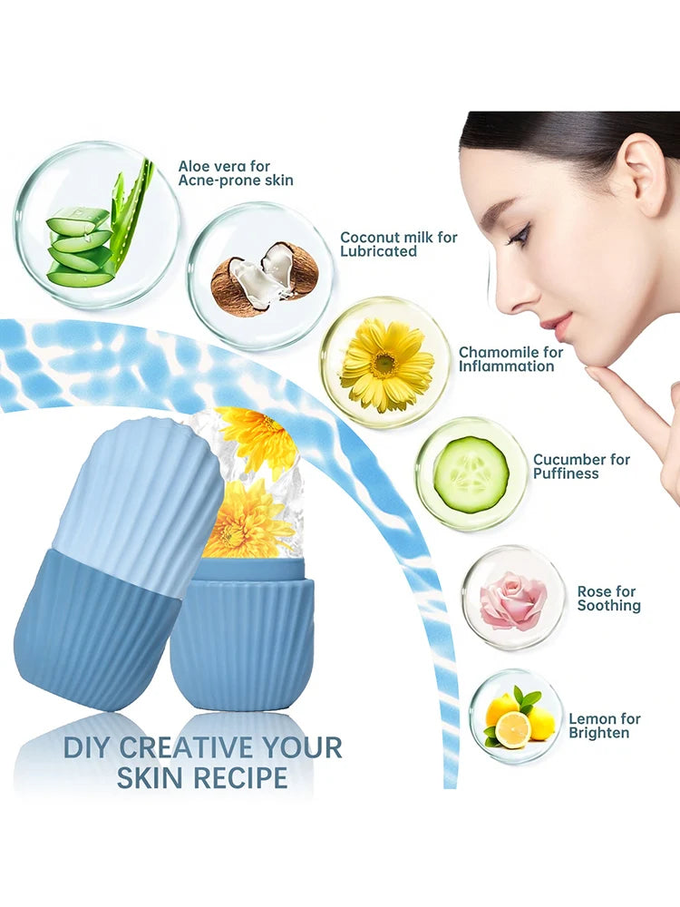 Silicone Ice Roller for Face & Eyes – Reusable Cooling Massager for Puffiness, Eye Bags & Glowing Skin