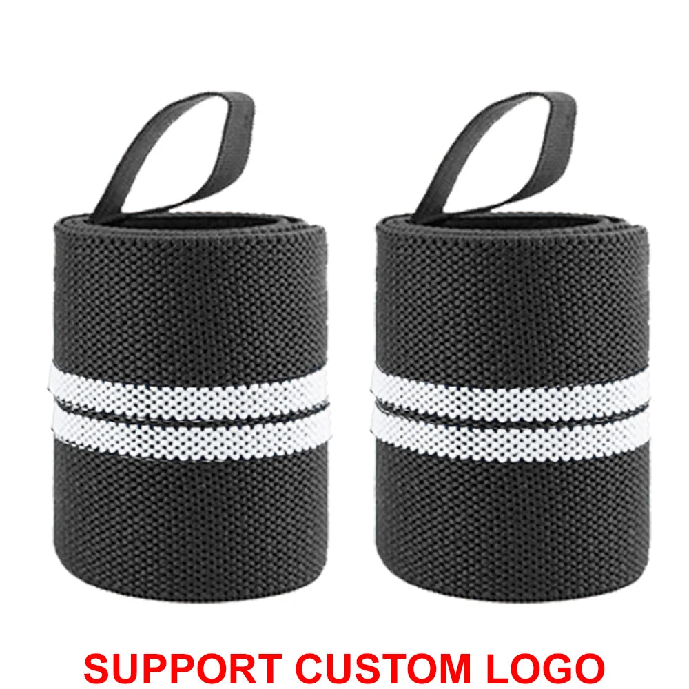 Wrist Support Wraps – 1 Pair Extra Strength Weight Lifting Brace Straps for Gym & Fitness Training with Custom Logo Option