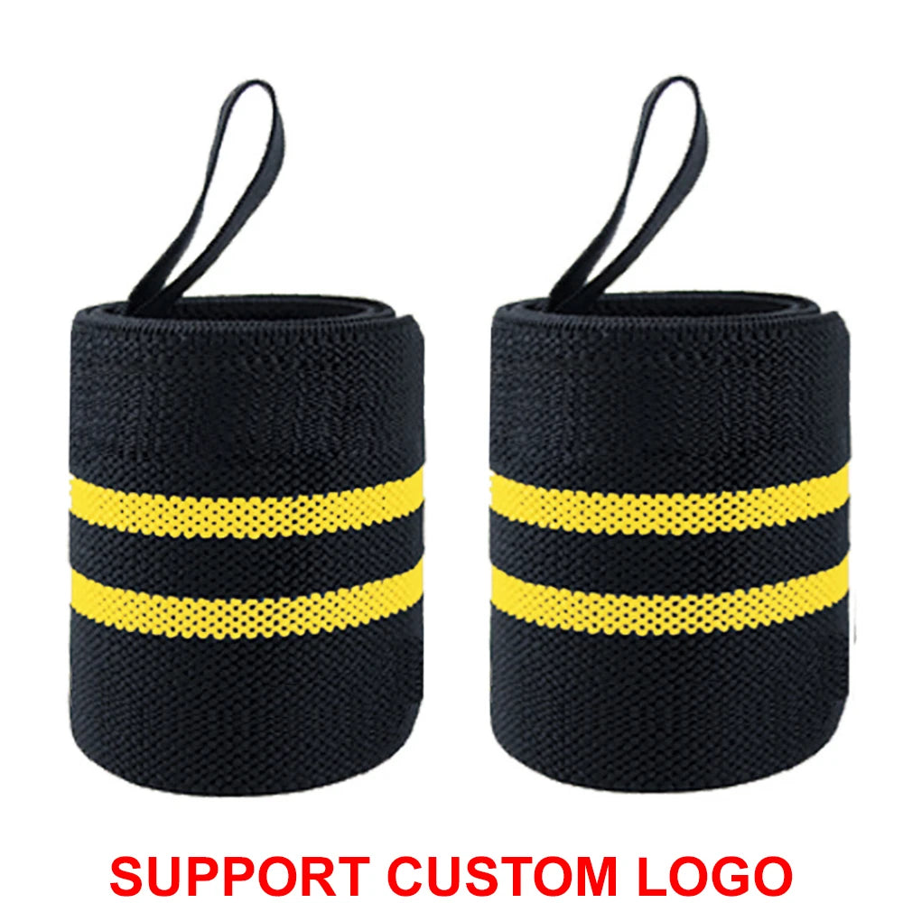 Wrist Support Wraps – 1 Pair Extra Strength Weight Lifting Brace Straps for Gym & Fitness Training with Custom Logo Option