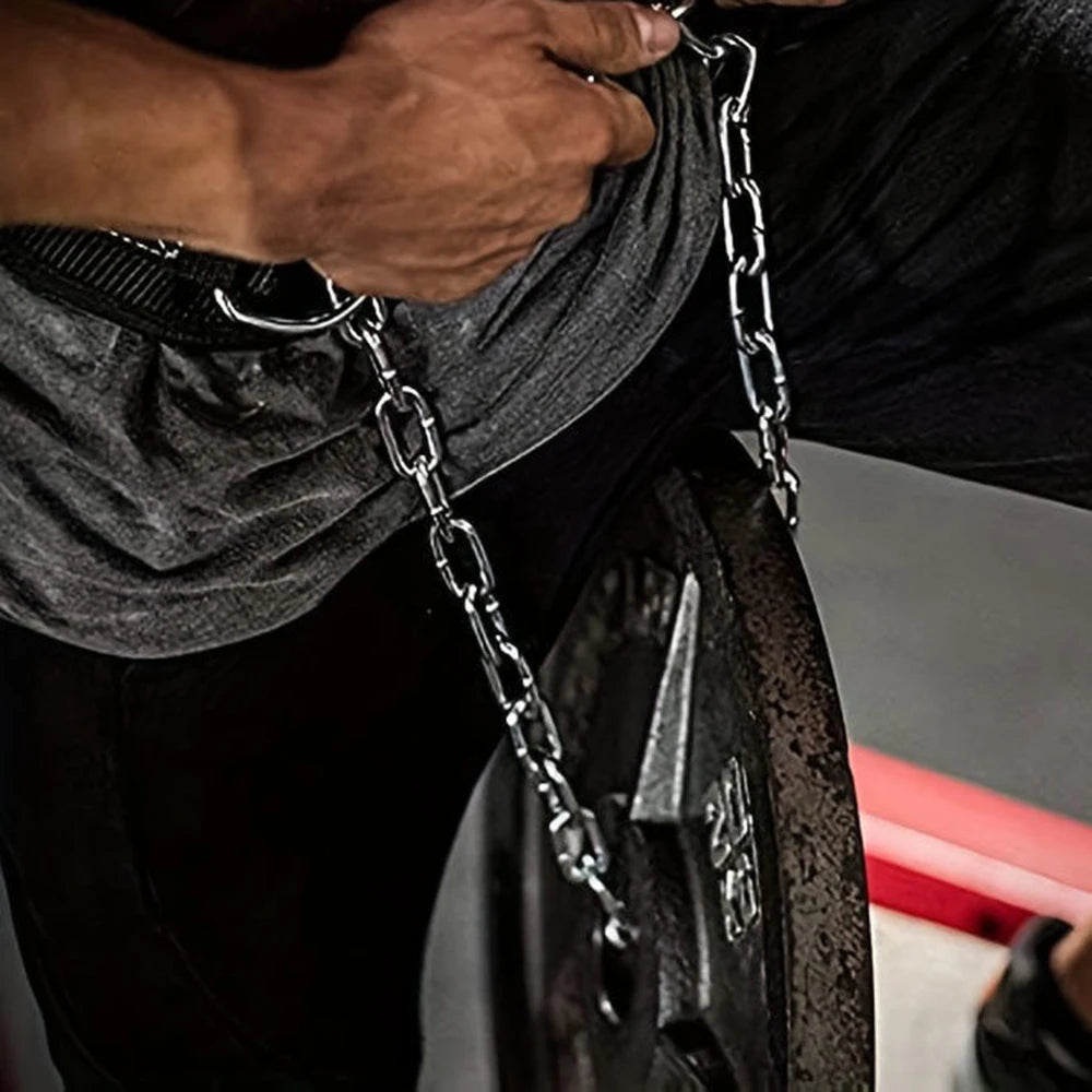 Weight Lifting Dip Belt with Chain - Neoprene Gym Back Support for Pull-Ups, Fitness & Strength Training