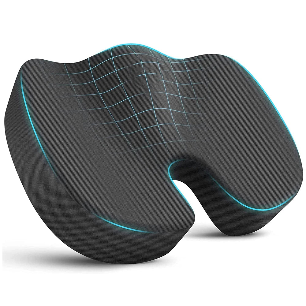 Coccyx Memory Foam Seat Cushion – Orthopedic U-Shaped Pillow for Travel, Office, Car & Hip Support