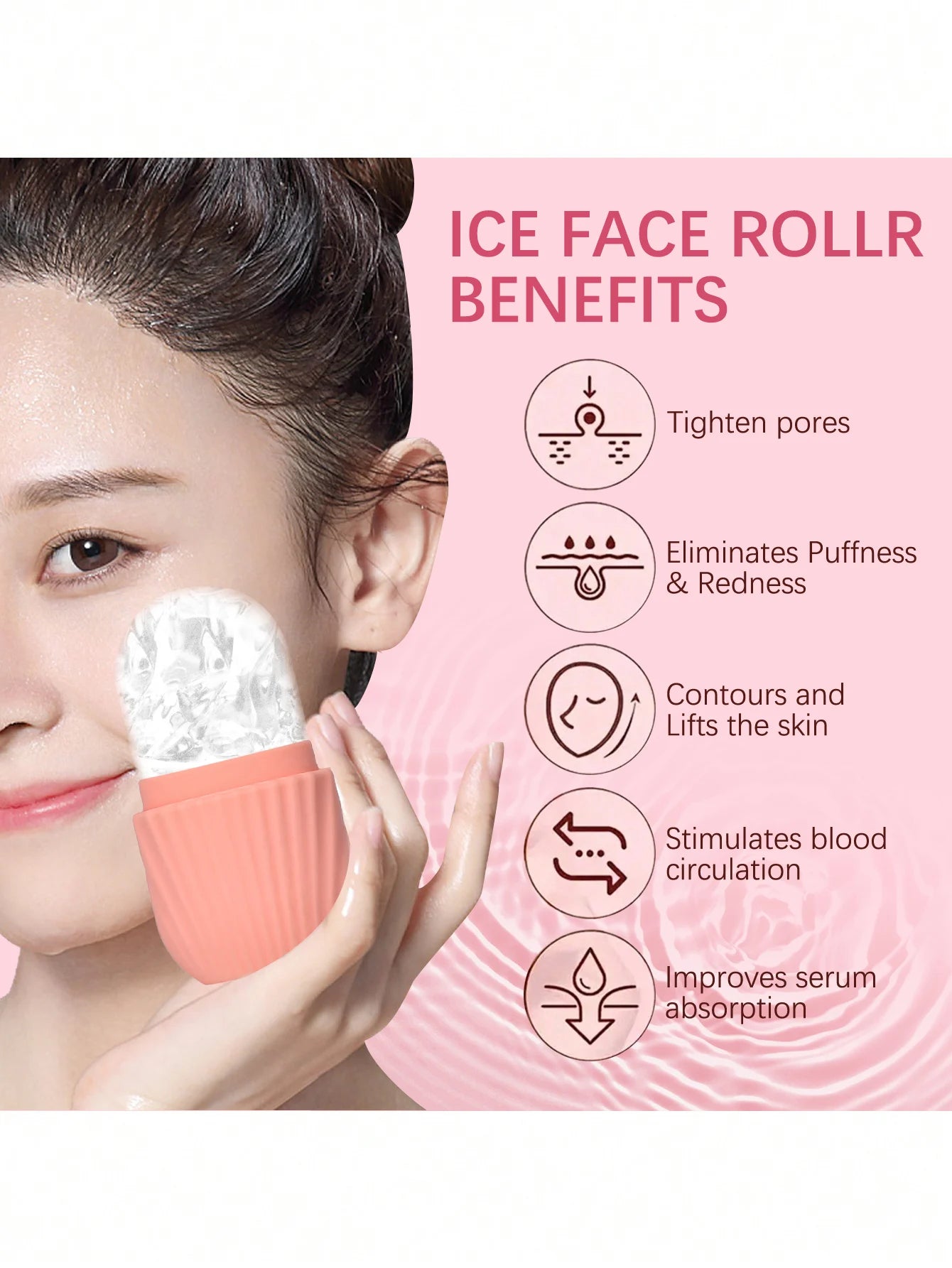 Silicone Ice Roller for Face & Eyes – Cooling Massager for Puffiness, Eye Bags & Natural Skincare Relief