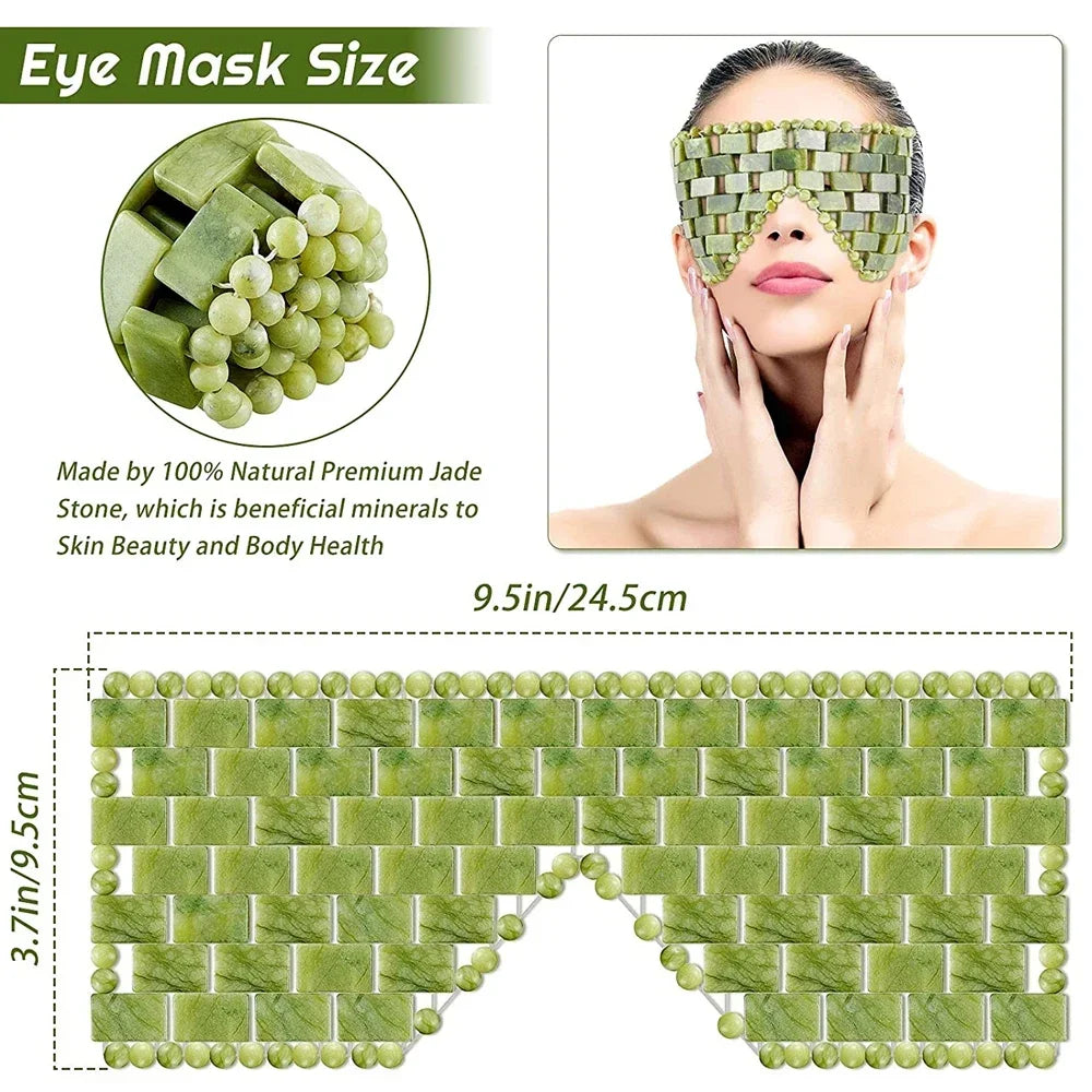 Cooling Jade Eye Mask – Natural Stone Eye Massager for Relaxation, Sleep & Puffy Eye Relief