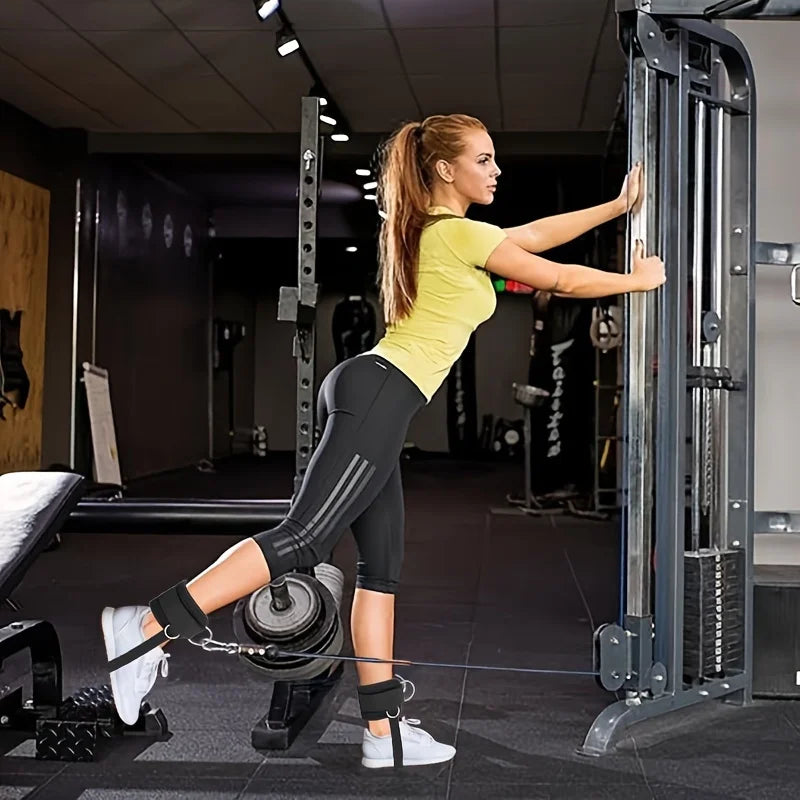 Padded Ankle Strap for Cable Machines – Double D-Ring Cuff for Gym Leg Workouts, Glute Kickbacks, Extensions