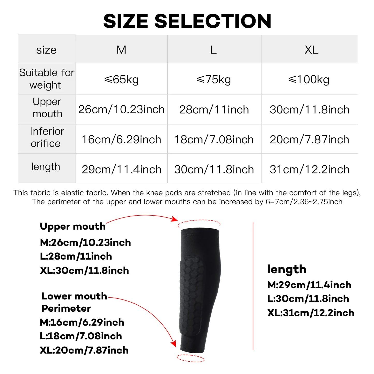 1 PC Shin Guard Leg Sleeve – Honeycomb Shockproof Nylon Soccer Protector Sock for Sports Safety