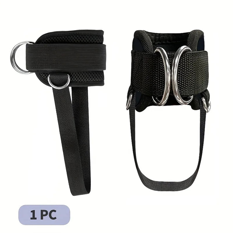 Padded Ankle Strap for Cable Machines – Double D-Ring Cuff for Gym Leg Workouts, Glute Kickbacks, Extensions