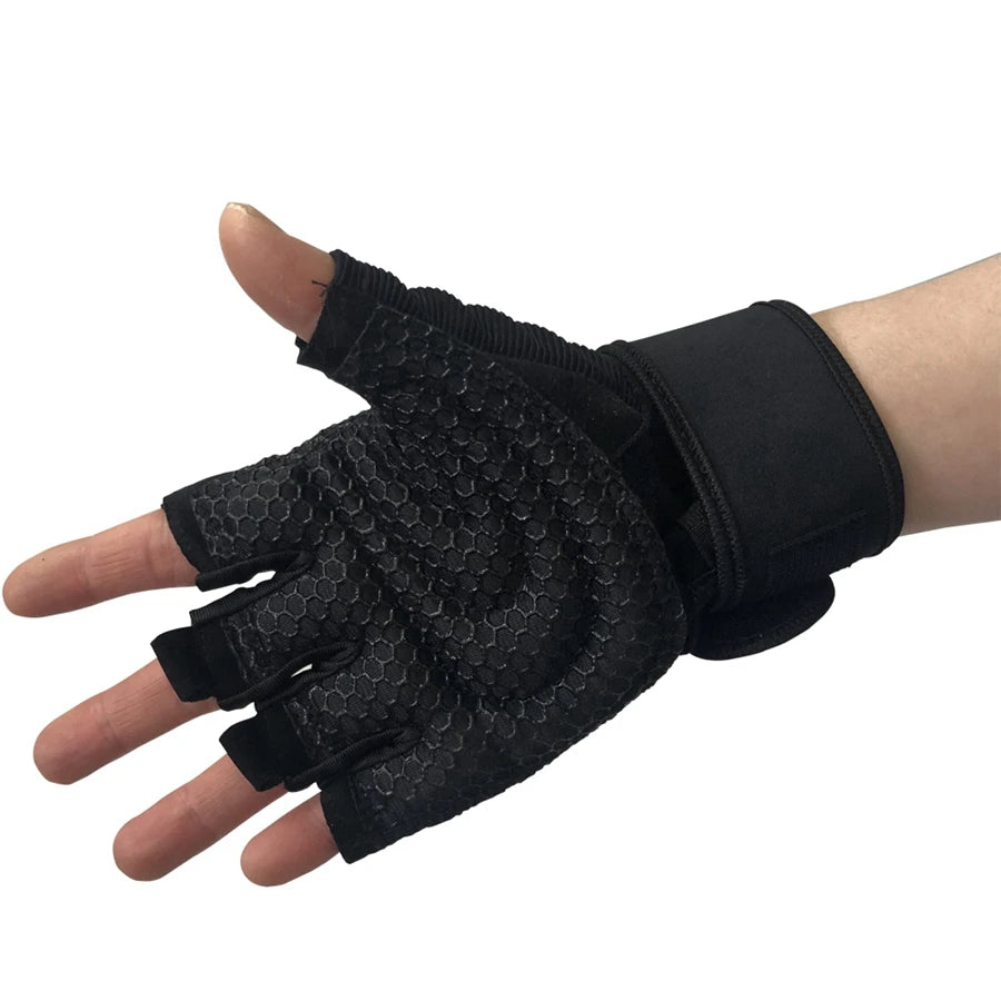 Half Finger Workout Gloves for Men & Women with Wrist Wrap – Gym, Weightlifting, Cycling, Training & Motorcycle Sports
